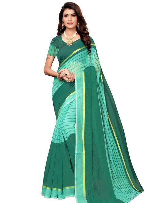 stripe printed saree with blouse - 17550790 - Standard Image - 1