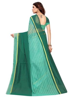 stripe printed saree with blouse - 17550790 - Standard Image - 2