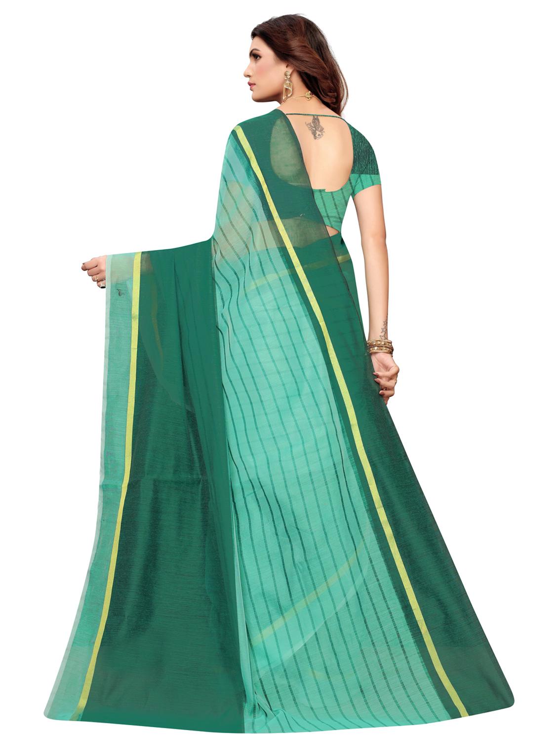 stripe printed saree with blouse - 17550790 - Zoom Image - 2