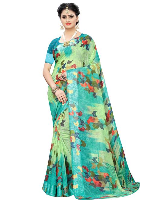 abstract printed saree with blouse - 17550793 - Standard Image - 1