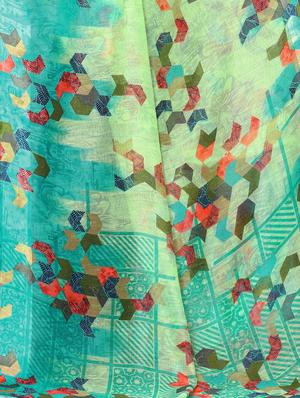 abstract printed saree with blouse - 17550793 - Standard Image - 4