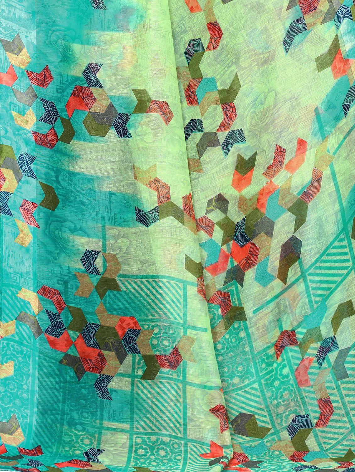 abstract printed saree with blouse - 17550793 - Zoom Image - 4