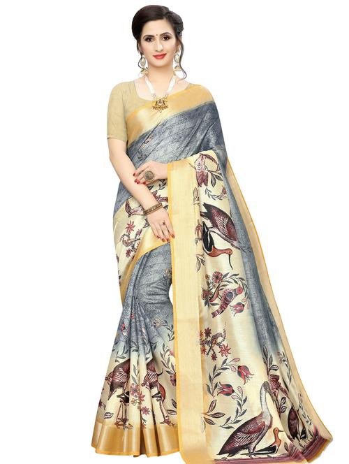 conversational printed saree with blouse - 17550794 - Standard Image - 1