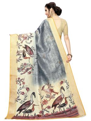 conversational printed saree with blouse - 17550794 - Standard Image - 2