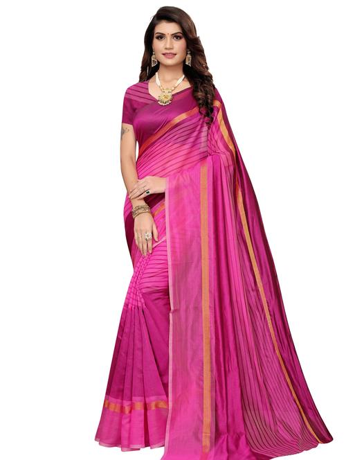 striped fusion saree with blouse - 17550822 - Standard Image - 1