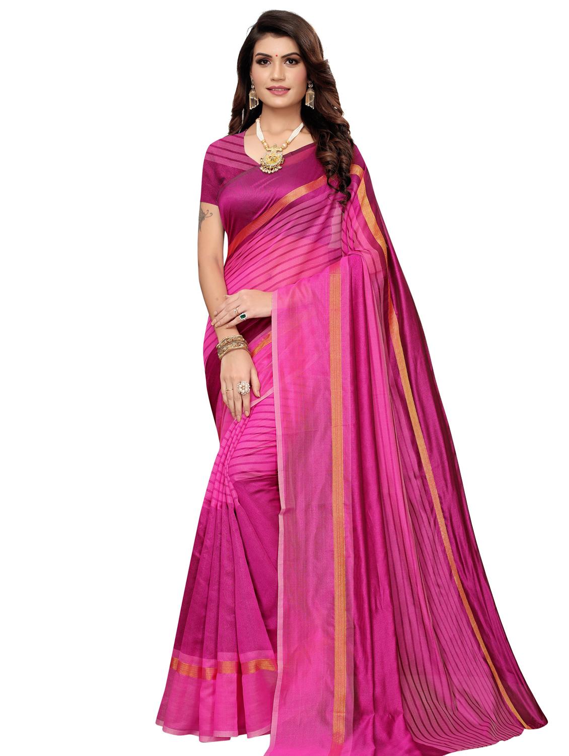 striped fusion saree with blouse - 17550822 - Zoom Image - 1