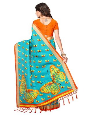 conversational printed saree with blouse - 17550842 - Standard Image - 2