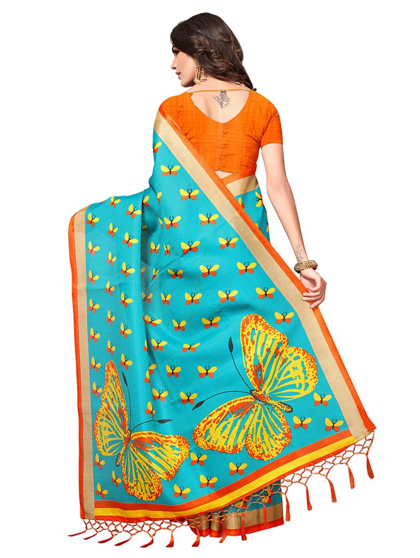 conversational printed saree with blouse - 17550842 - Zoom Image - 2
