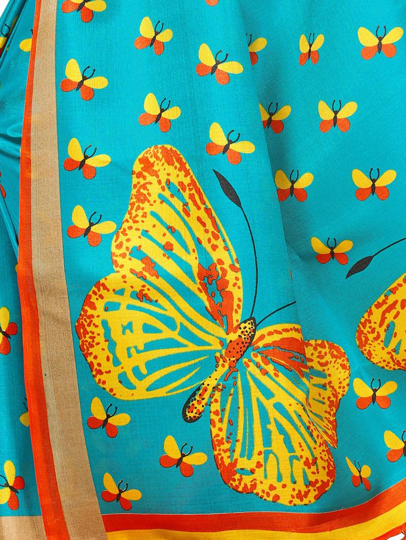 conversational printed saree with blouse - 17550842 - Zoom Image - 4
