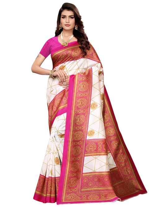 checkered printed saree with blouse - 17550845 - Standard Image - 1
