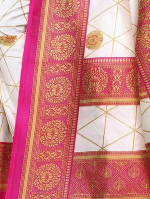 checkered printed saree with blouse - 17550845 - Standard Image - 4