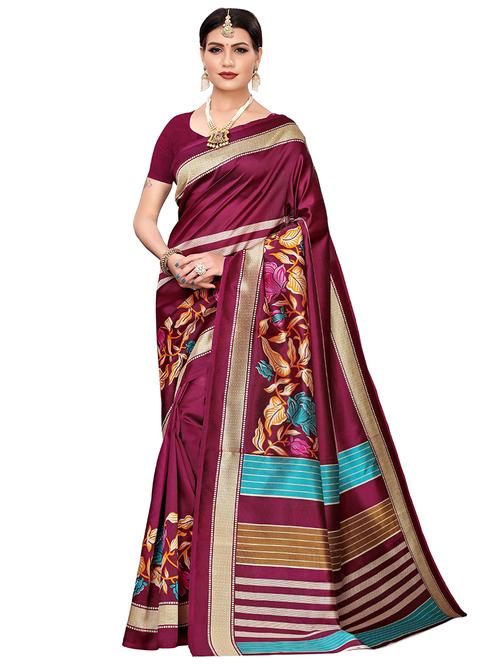 floral printed saree with blouse - 17550849 - Standard Image - 1