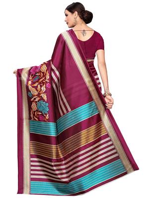 floral printed saree with blouse - 17550849 - Standard Image - 2