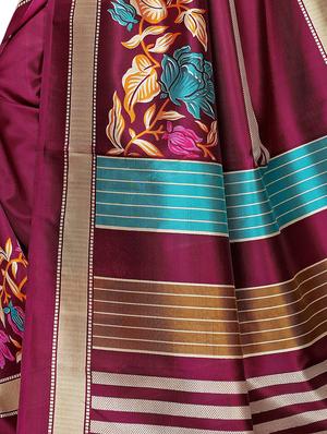 floral printed saree with blouse - 17550849 - Standard Image - 4