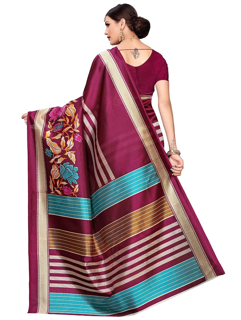 floral printed saree with blouse - 17550849 - Zoom Image - 2