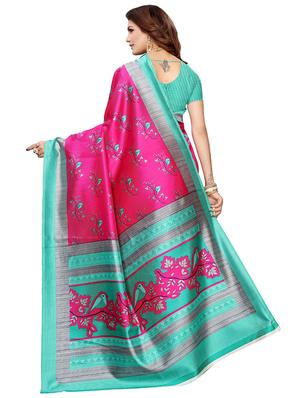 conversational printed saree with blouse - 17550851 - Standard Image - 2
