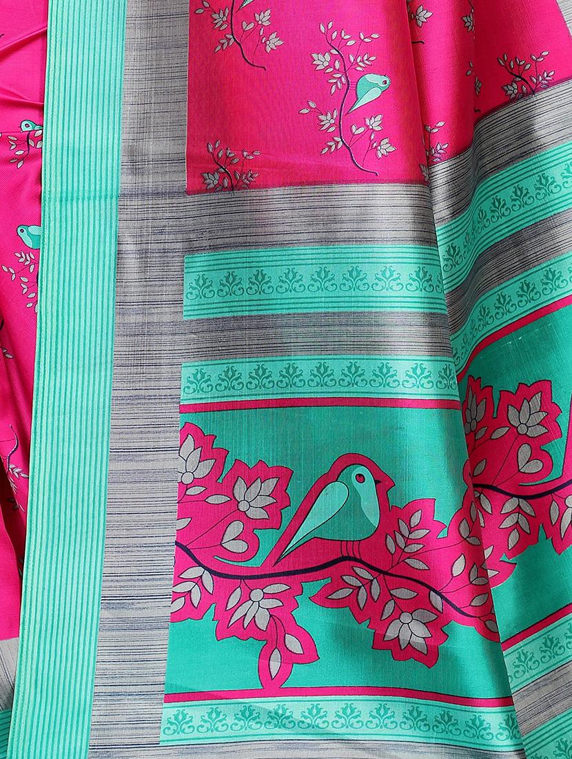 conversational printed saree with blouse - 17550851 - Zoom Image - 4