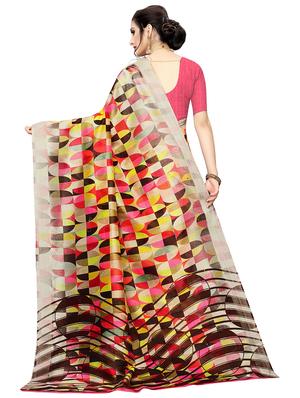 abstract printed saree with blouse - 17550852 - Standard Image - 2