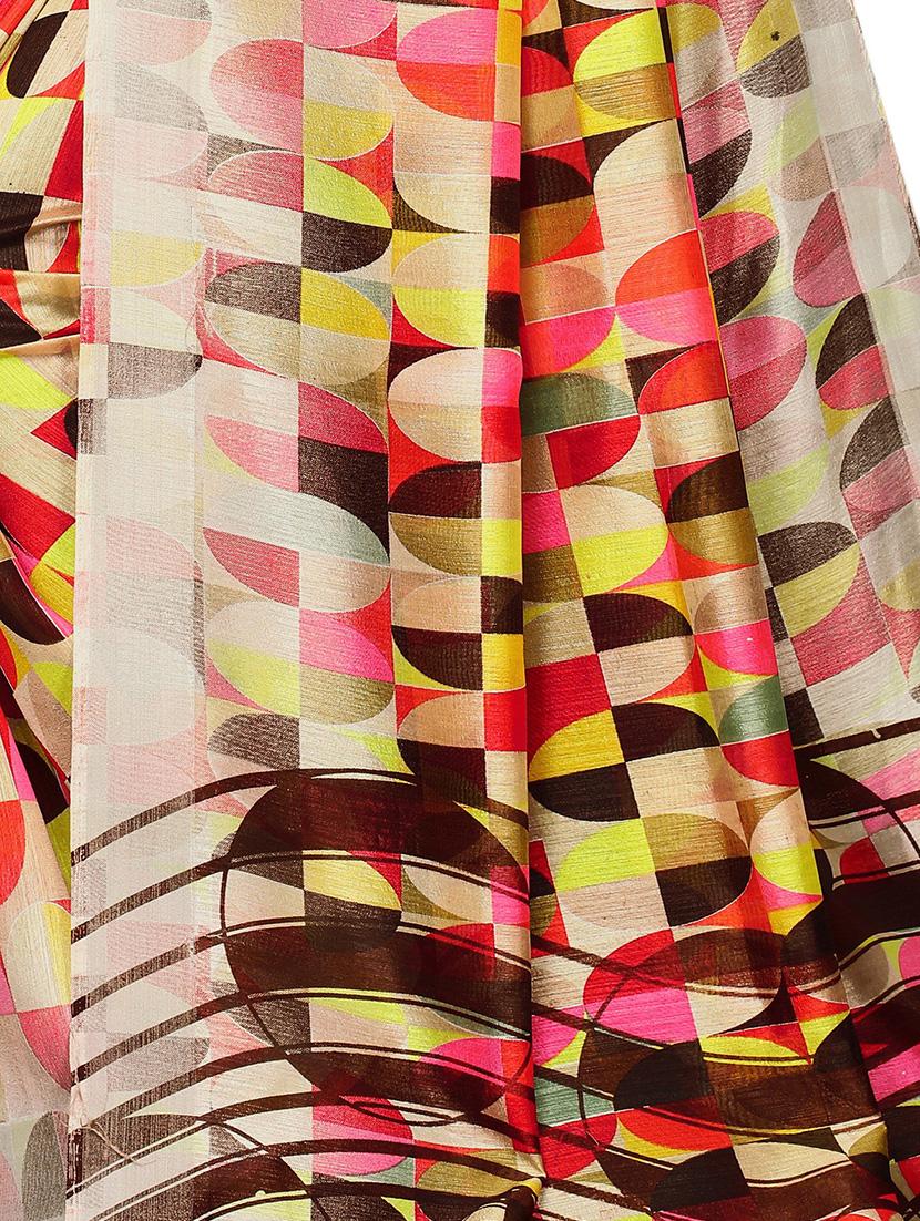 abstract printed saree with blouse - 17550852 - Zoom Image - 3