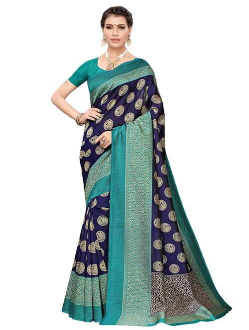 ethnic motif printed saree with blouse - 17550853 - Standard Image - 1