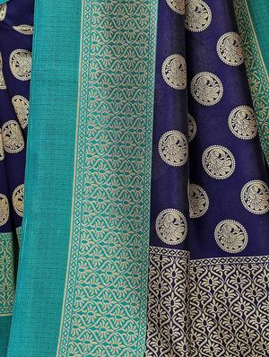 ethnic motif printed saree with blouse - 17550853 - Standard Image - 4