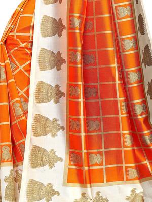 check printed saree with blouse - 17550855 - Standard Image - 4