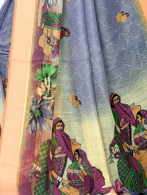 conversational printed saree with blouse - 17550863 - Standard Image - 3