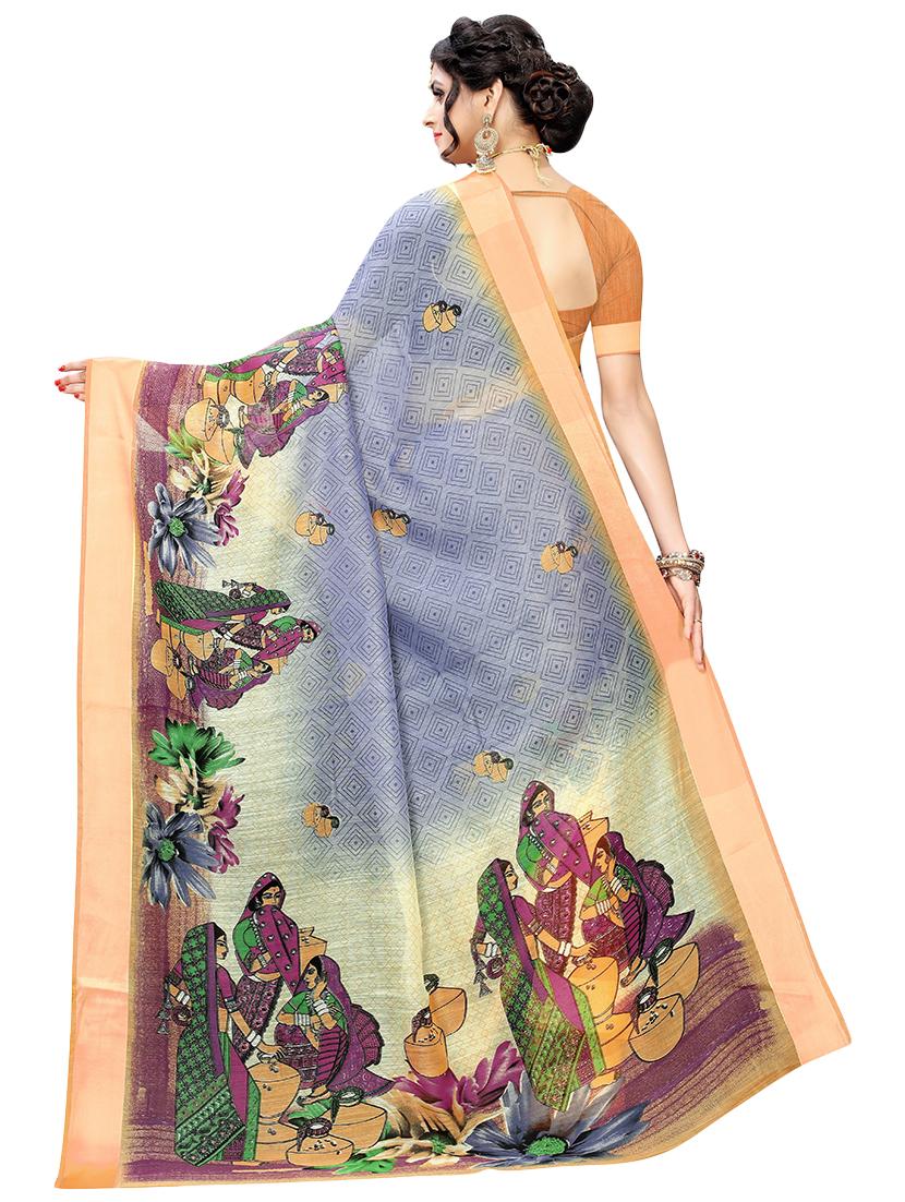conversational printed saree with blouse - 17550863 - Zoom Image - 2