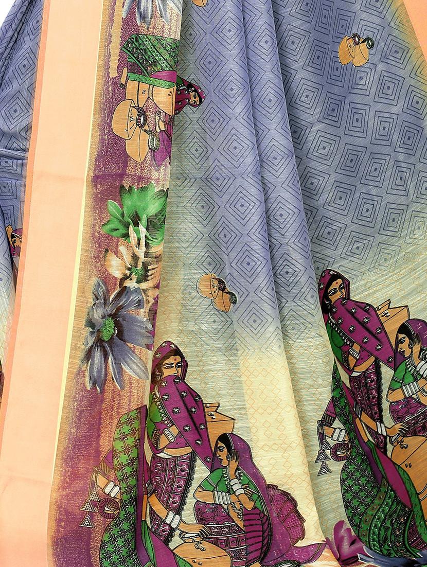 conversational printed saree with blouse - 17550863 - Zoom Image - 3