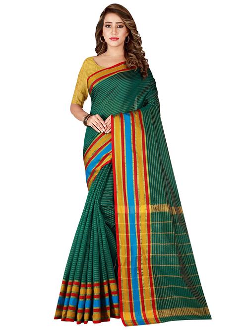 solid bordered saree with blouse - 17550883 - Standard Image - 1
