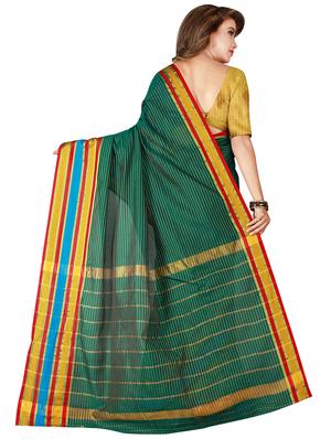 solid bordered saree with blouse - 17550883 - Standard Image - 2
