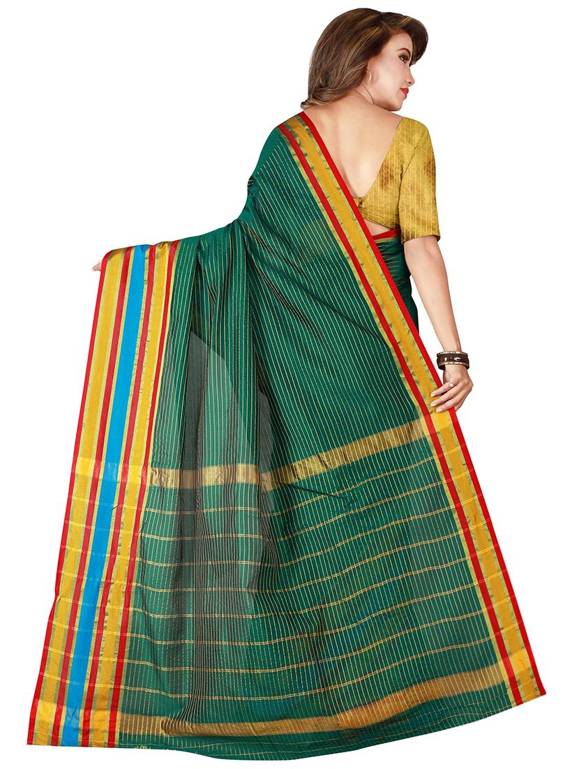 solid bordered saree with blouse - 17550883 - Zoom Image - 2
