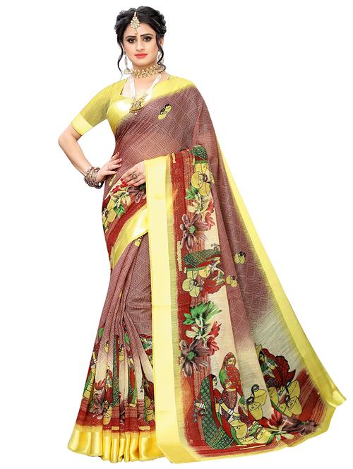 conversational printed saree with blouse - 17550891 - Standard Image - 1