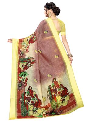 conversational printed saree with blouse - 17550891 - Standard Image - 2