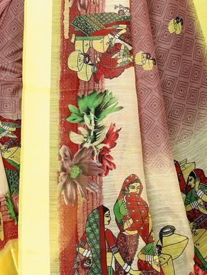 conversational printed saree with blouse - 17550891 - Standard Image - 3