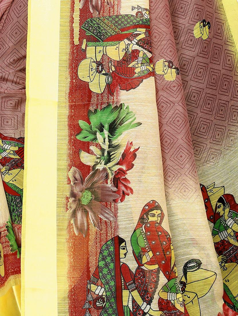conversational printed saree with blouse - 17550891 - Zoom Image - 3