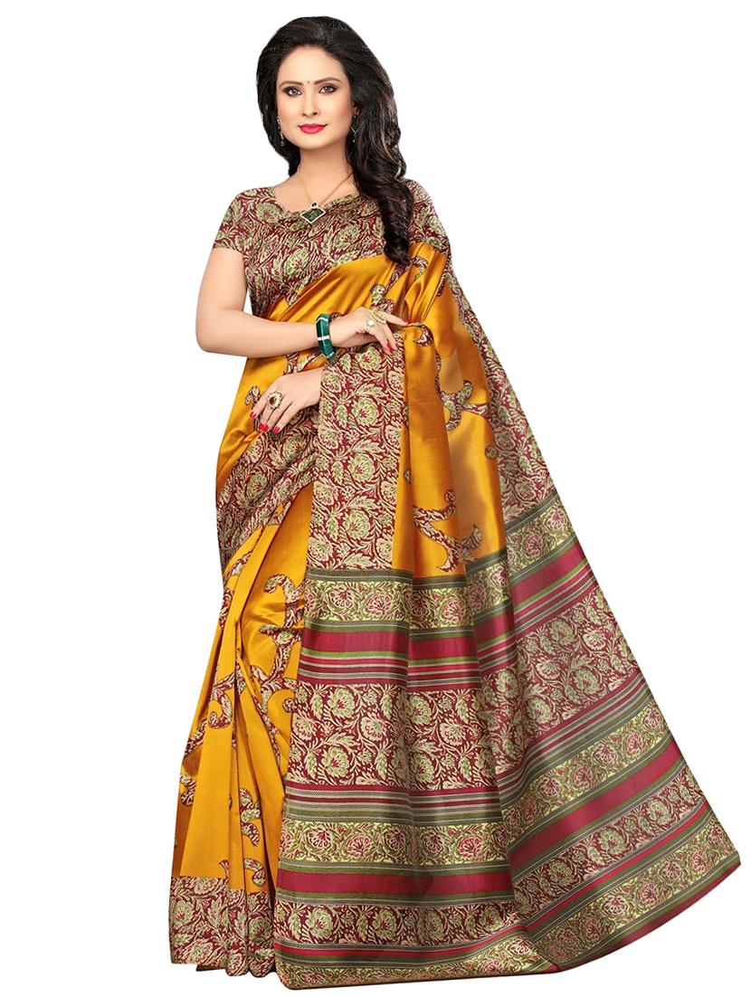 kalamkari printed saree with blouse - 17550892 - Zoom Image - 1