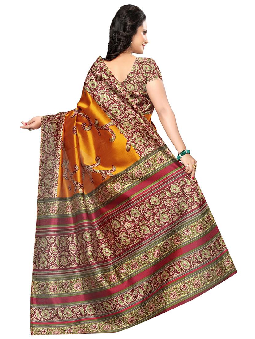 kalamkari printed saree with blouse - 17550892 - Zoom Image - 2