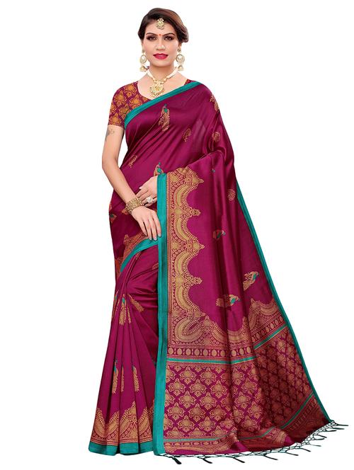 self design printed saree with blouse - 17550893 - Standard Image - 1