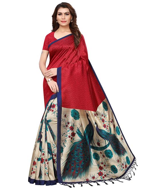 conversational printed saree with blouse - 17550894 - Standard Image - 1