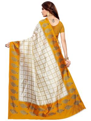check printed saree with blouse - 17550895 - Standard Image - 2