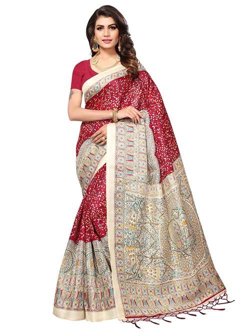 conversational printed saree with blouse - 17550896 - Standard Image - 1