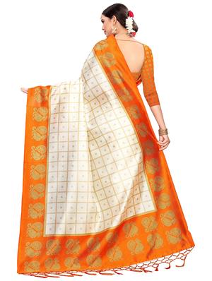 check printed saree with blouse - 17550897 - Standard Image - 2