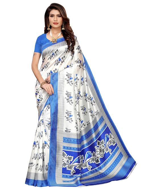 floral printed saree with blouse - 17550904 - Standard Image - 1
