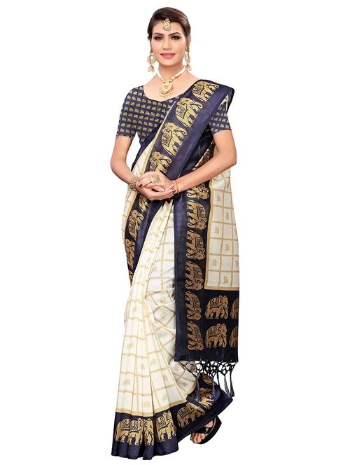 check printed saree with blouse - 17550905 - Very Small Image - 1
