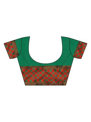 check printed saree with blouse - 17550906 - Standard Image - 3
