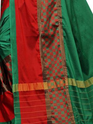 check printed saree with blouse - 17550906 - Standard Image - 4