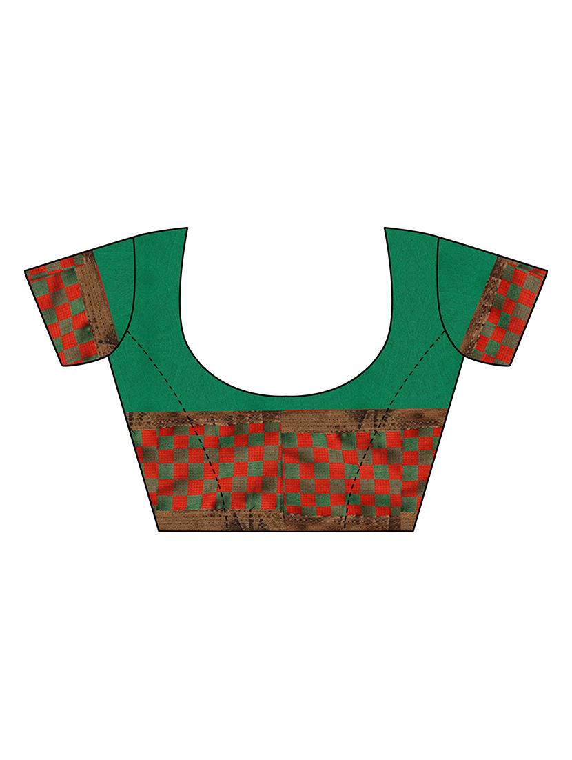 check printed saree with blouse - 17550906 - Zoom Image - 3
