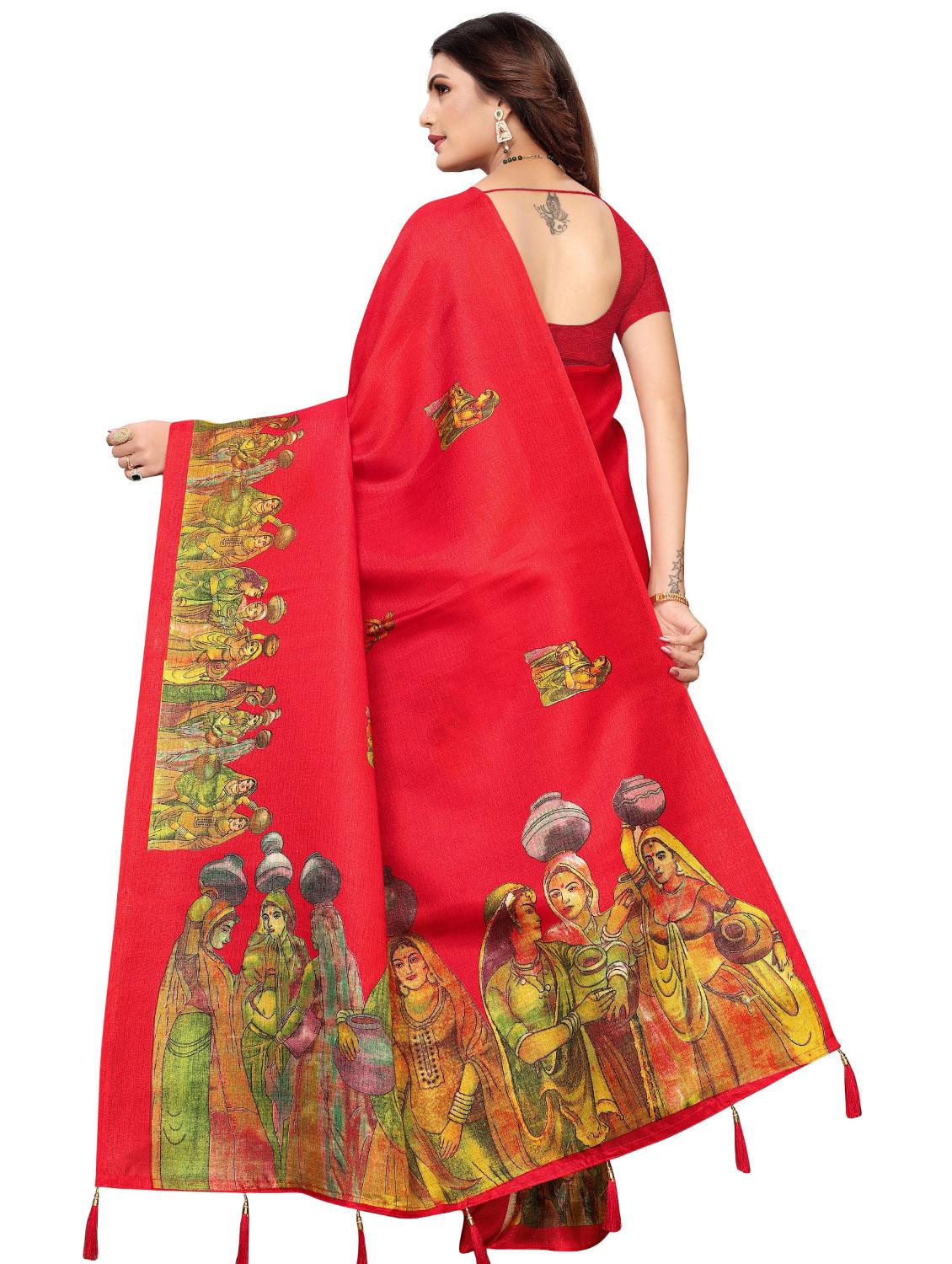 madhubani printed saree with blouse - 17550908 - Zoom Image - 2