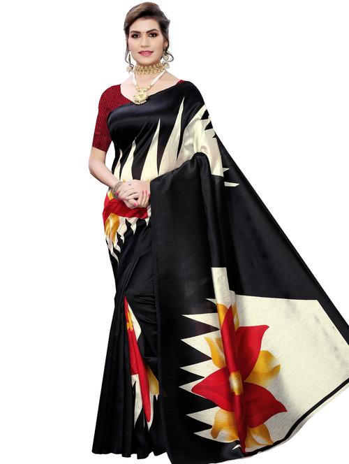 floral printed saree with blouse - 17550911 - Standard Image - 1